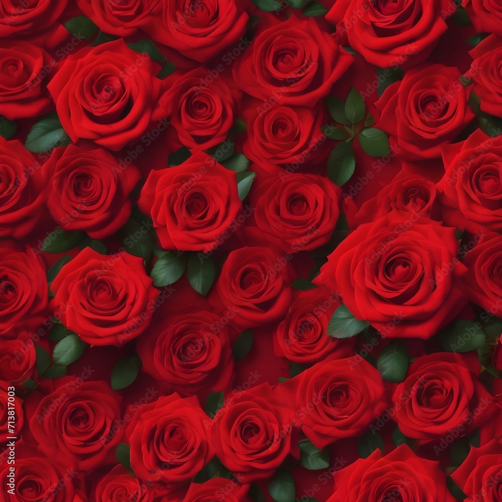 Valentine's Day Concept Red roses flower on red background. Copy space. Flower frame. Top view. High quality photo. Generative AI Valentine's Day Concept Red roses flower on red background. Copy space. Flower frame. Top view. High quality photo. Generative AI