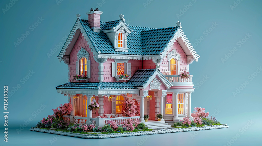 Miniature doll house in the style of a fairy tale