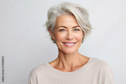 Joyful Senior Woman with Stylish Haircut