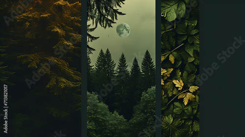 Composition of shades of green: Background and Illustration, trend of 2024-2025, created by AI