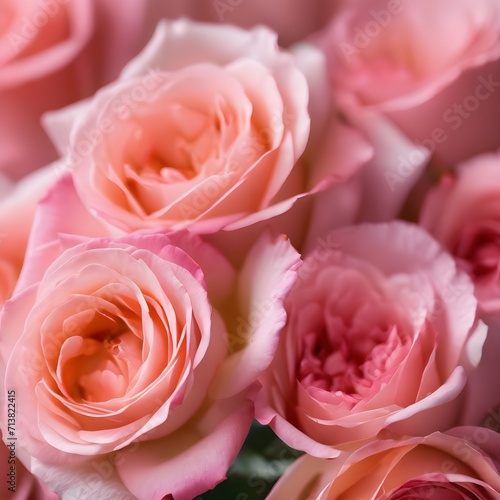 Valentine s Day Concept  Pink roses in soft color. Realistic illustration art. Made with blur style for background. High quality. Generative AI.