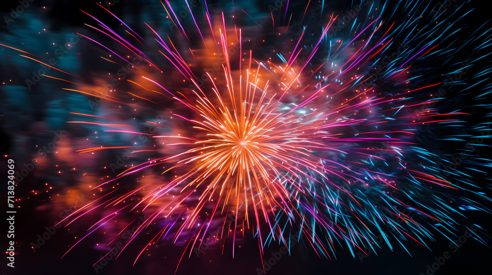 Happy New Year, burning fireworks with bokeh light background Happy New Year, burning fireworks with bokeh light background