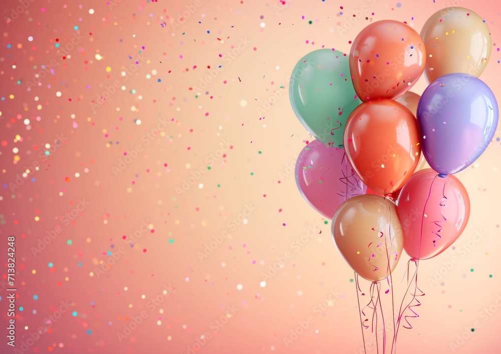 Birthday Party Card Invitation 5 x 7 Background Image Balloons Streamers Confetti Celebration Birthday Party Card Invitation 5 x 7 Background Image Balloons Streamers Confetti Celebration