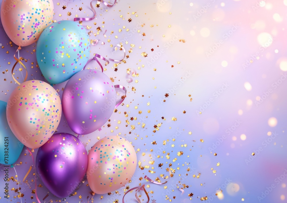 Birthday Party Card Invitation 5 x 7 Background Image Balloons Streamers Confetti Celebration Birthday Party Card Invitation 5 x 7 Background Image Balloons Streamers Confetti Celebration