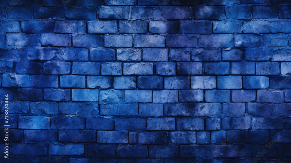 Old brick wall background, cobalt colors grunge texture or pattern for design. Generative ai Old brick wall background, cobalt colors grunge texture or pattern for design. Generative ai
