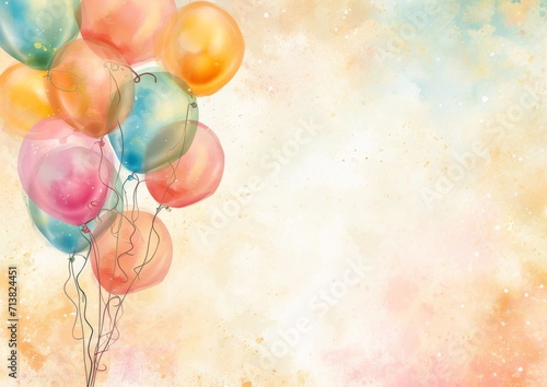 Birthday Party Card Invitation 5 x 7 Background Image Balloons Streamers Confetti Celebration