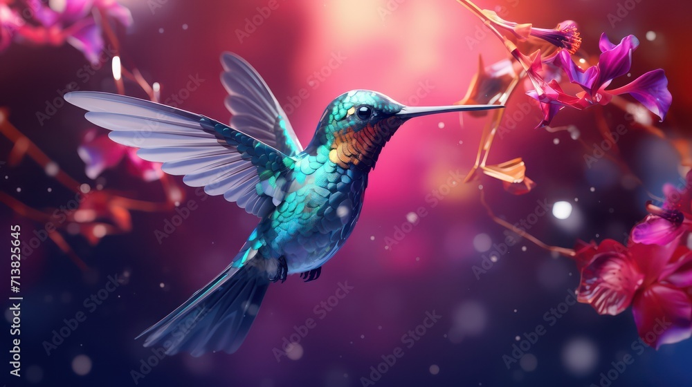 majestic hummingbird flying in a beautiful garden scene majestic hummingbird flying in a beautiful garden scene
