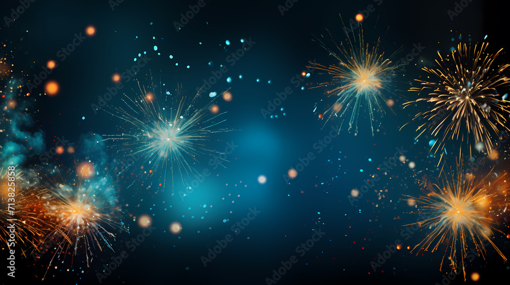 Happy New Year, burning fireworks with bokeh light background Happy New Year, burning fireworks with bokeh light background
