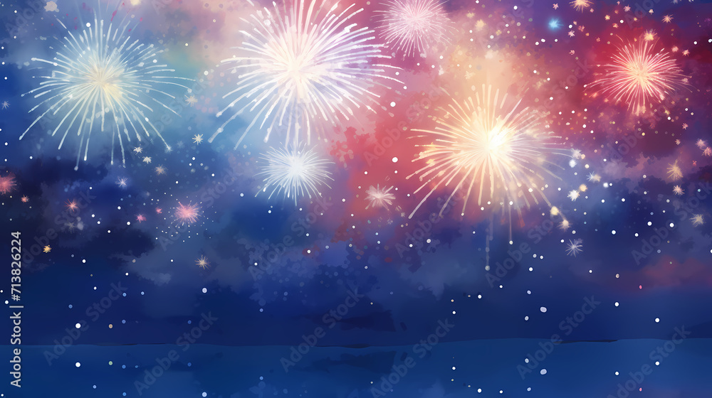 Happy New Year, burning fireworks with bokeh light background Happy New Year, burning fireworks with bokeh light background