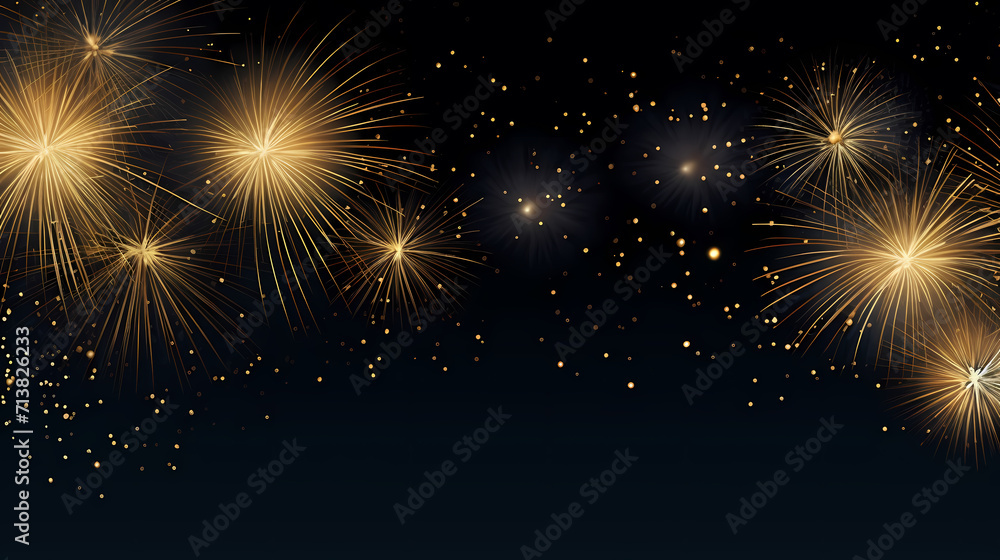 Naklejka premium Happy New Year, burning fireworks with bokeh light background