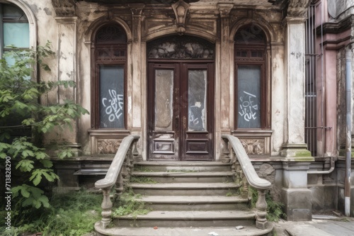 Historical old building entry door. Vintage old cultural architecture design. Generate ai © nsit0108