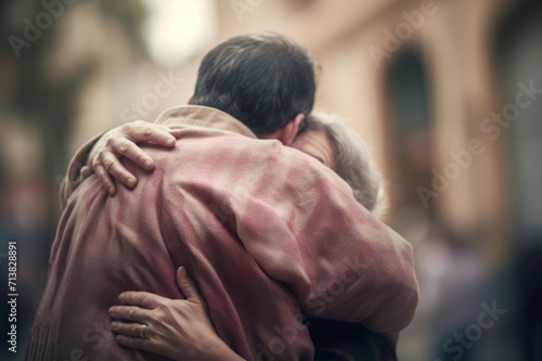 Hug forgiveness people. Emotional and adorable persons touching hands. Generate AI