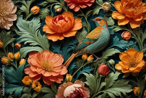 Nature s Embrace Generative AI s Bird  Rose  and Botanical Delight