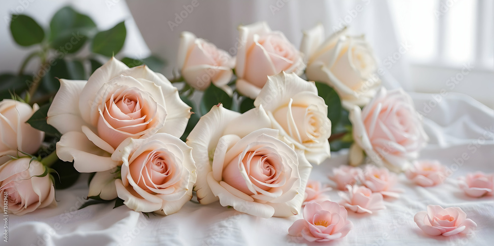 Elegant Roses on Pristine White for Serene Mornings Elegant Roses on Pristine White for Serene Mornings
