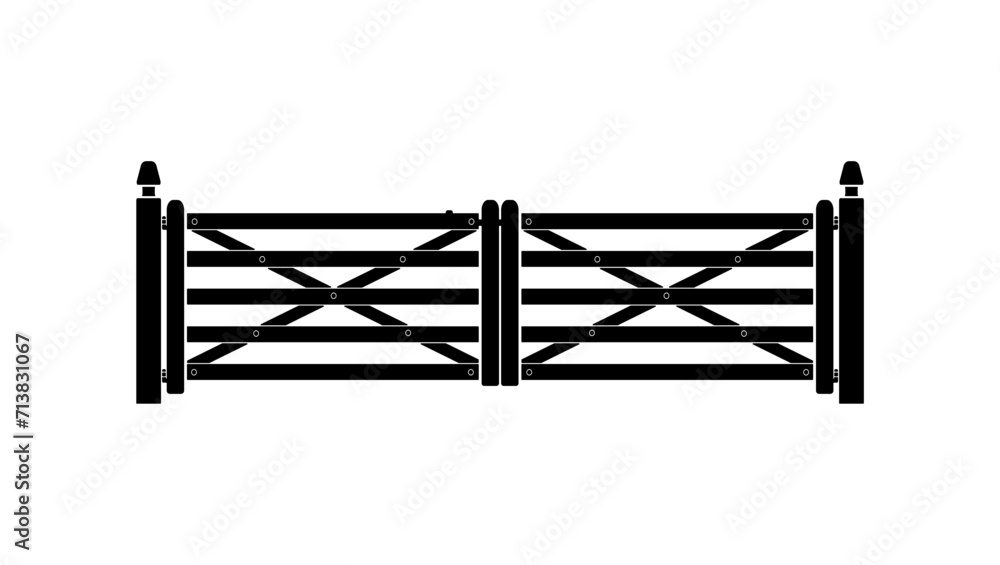 Obraz premium Paddock gate, black isolated silhouette
