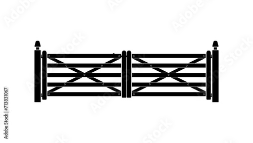 Paddock gate, black isolated silhouette