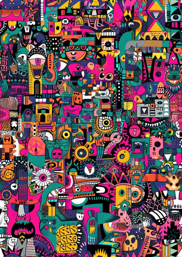 Colorful and geometric patterns, Generative AI Colorful and geometric patterns, Generative AI