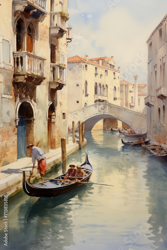 Illustration of the beautiful city of Venice. Ilaly