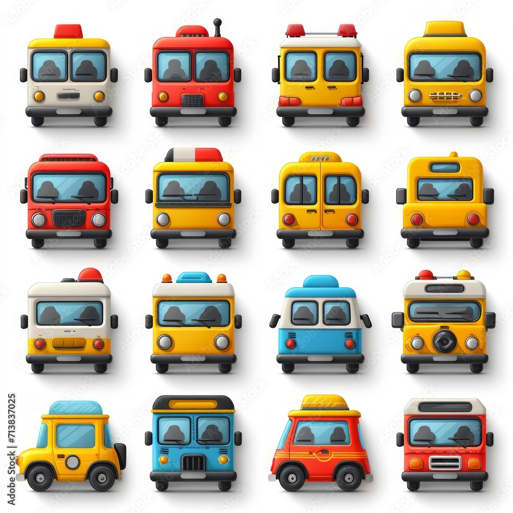 Web Icon Set Illustration: Bus Icon AI Generated