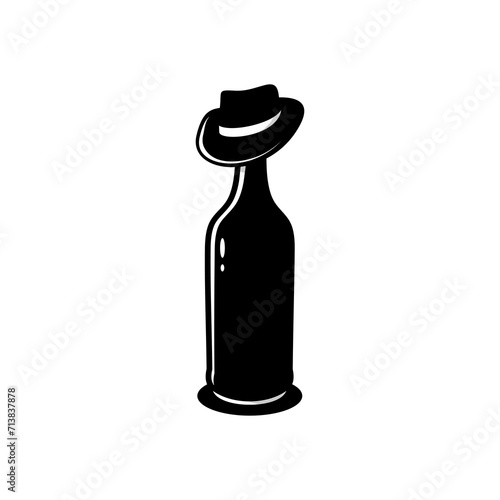 vector cowboy hat on drink bottles, bar and cafe drinks