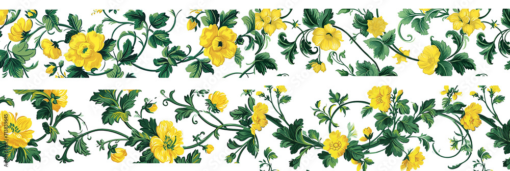 Obraz premium jackal_an green and yellow floral pattern in the style 