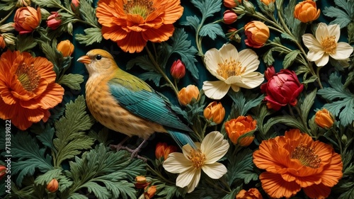 A Blooming Affair Generative AI's Colorful Botanical Symphony with Birds and Roses © Dreamweave