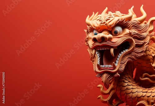 colorful Chinese dragon red background, Chinese Happy New Year, New Year concept