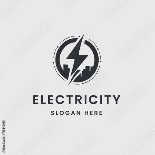 electrical logo design in a monochrome simple style