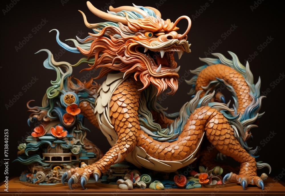 Obraz premium colorful Chinese dragon background, Chinese Happy New Year, New Year concept