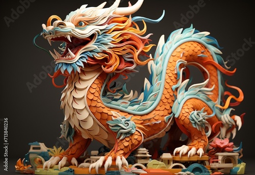 colorful Chinese dragon background  Chinese Happy New Year  New Year concept
