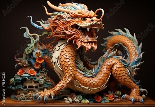 colorful Chinese dragon background  Chinese Happy New Year  New Year concept
