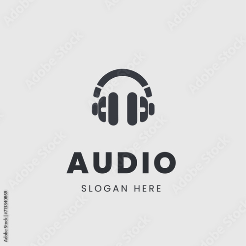 headphone logo design in a monochrome