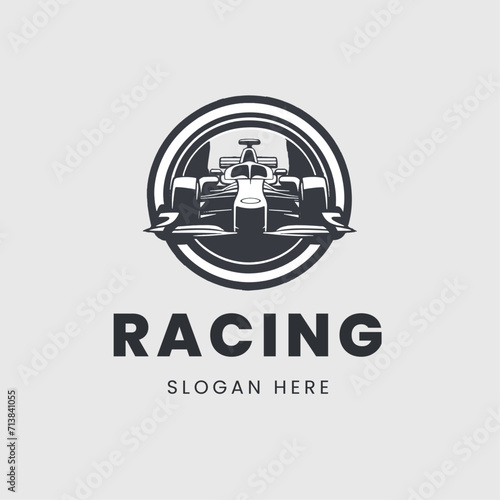 car F1 racing logo in monochrome