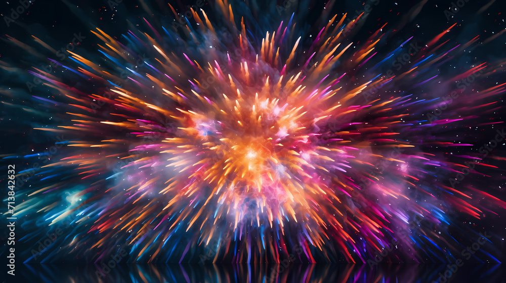 Fototapeta premium Happy New Year, burning fireworks with bokeh light background