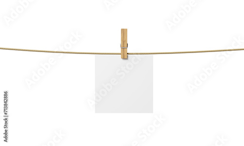 빨랫줄에 걸려있는 빈 종이 목업 Blank Paper Hanging on Clothesline Mock up