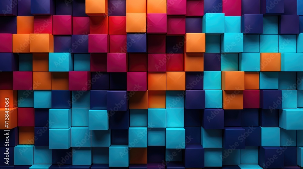 Random shifted rotated cube boxes block background, Ai Generated. Random shifted rotated cube boxes block background, Ai Generated.