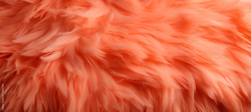 Peach feather texture close up, apricot fluffy background, color of the year 2024 peach fuzz concept
