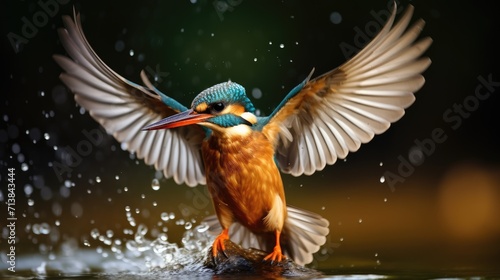 A kingfisher bird is flying over a body of water, Ai Generated © Crazy Juke