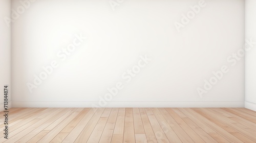 Rendering of a white wall view, illustration of an antique wooden floor interior, White empty room interior. The inside of the background. Nordic house interior.empty wall for writing