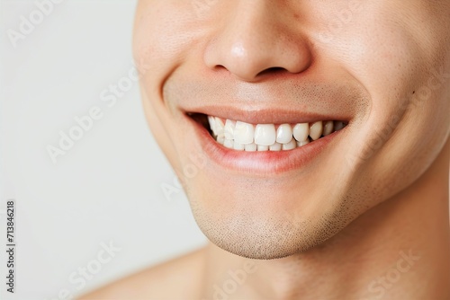 歯並びの綺麗な笑顔の男性の写真（矯正 ・ 歯列矯正 ・ マウスピース矯正 ・ホワイトニング・ 歯科治療 ）