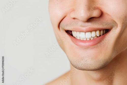 歯並びの綺麗な笑顔の男性の写真（矯正 ・ 歯列矯正 ・ マウスピース矯正 ・ホワイトニング・ 歯科治療 ）