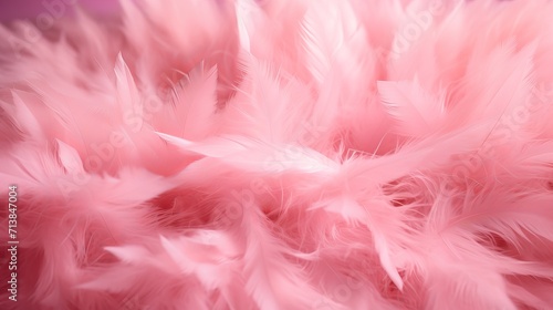 Trendy pink feather texture close up macro shot of abstract fluffy feather background