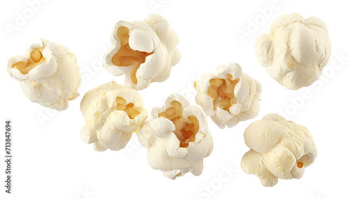 Flying Popcorn Isolated on transparent background.