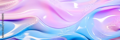 Colorful fluid pastel waves on melted plastic texturewrinkled silicone sheet background photo