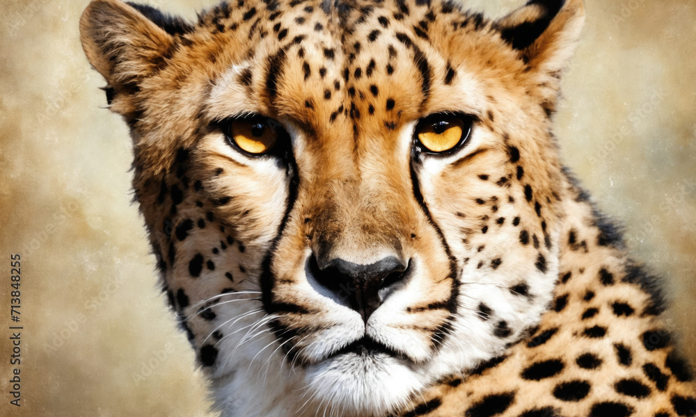 Fantasy Illustration of a wild animal cheetah. Digital art style wallpaper background. Fantasy Illustration of a wild animal cheetah. Digital art style wallpaper background.
