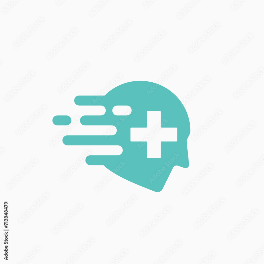 Fast quick medicine Healthy Mind Mental Health Human Head Medical Cross Logo Vector icon illustration Fast quick medicine Healthy Mind Mental Health Human Head Medical Cross Logo Vector icon illustration