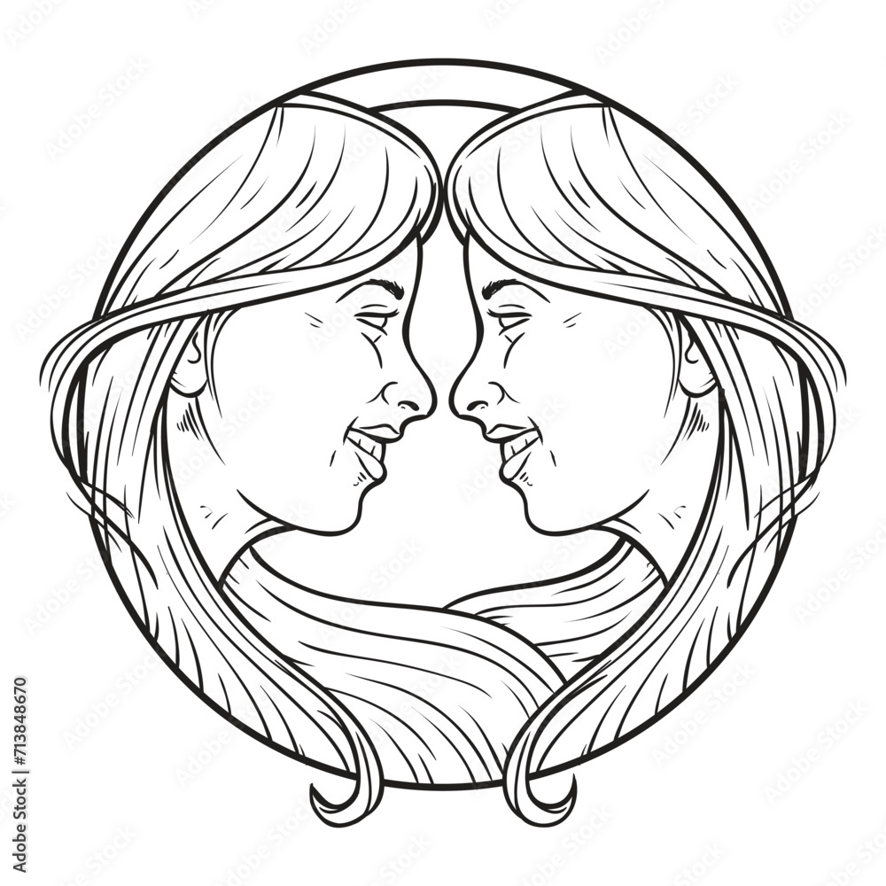Raster kissing couple in doodle style on doodle background. Can be used ...