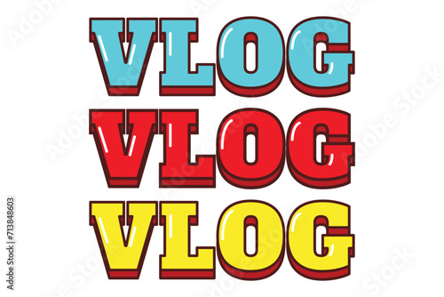 Vlog Flat Typography Sticker Design