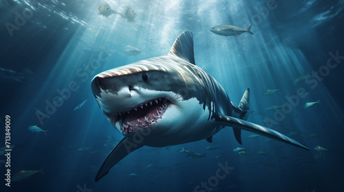 3d illustration of a great white shark