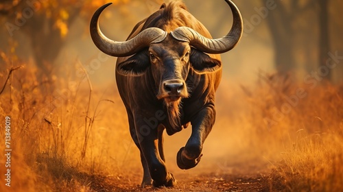 Close up portrait of a majestic bull in natural habitat, wildlife photography